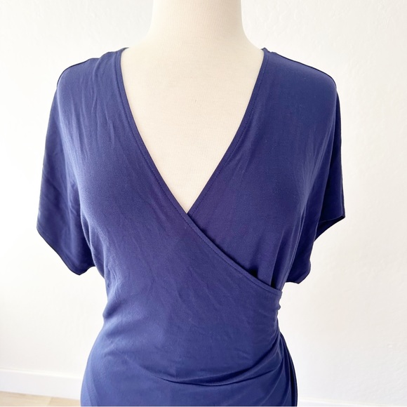 Universal Standard True Blue Navy Fine Jersey Wrap Top | Small 14-16 - Picture 4 of 16